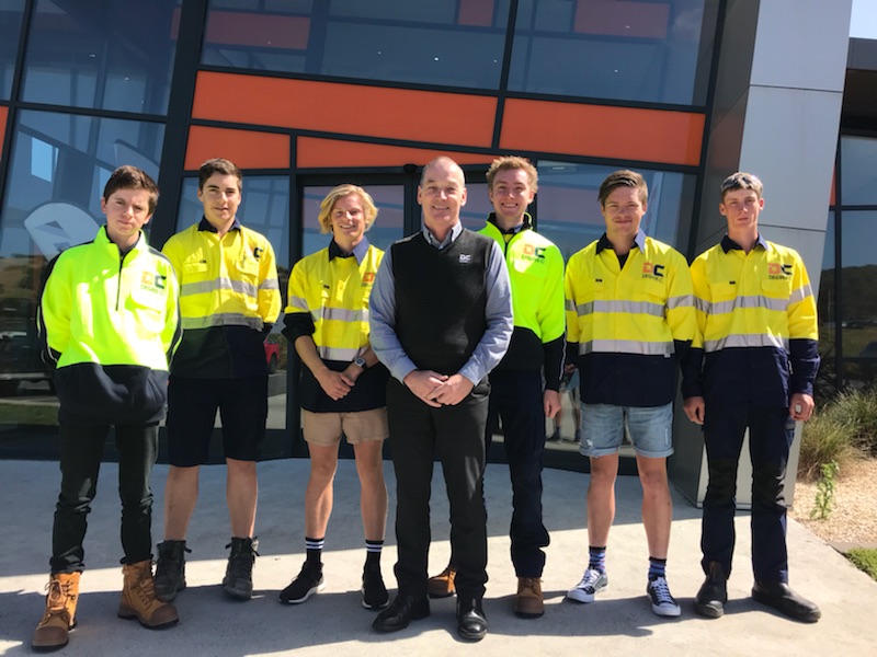 Degree C Apprentices with General Manager Michael Rogers (from left) Sam Grey, Joel McNab, Logan James, Liam King, Jeremy Whelan and Matthew Harrison.
