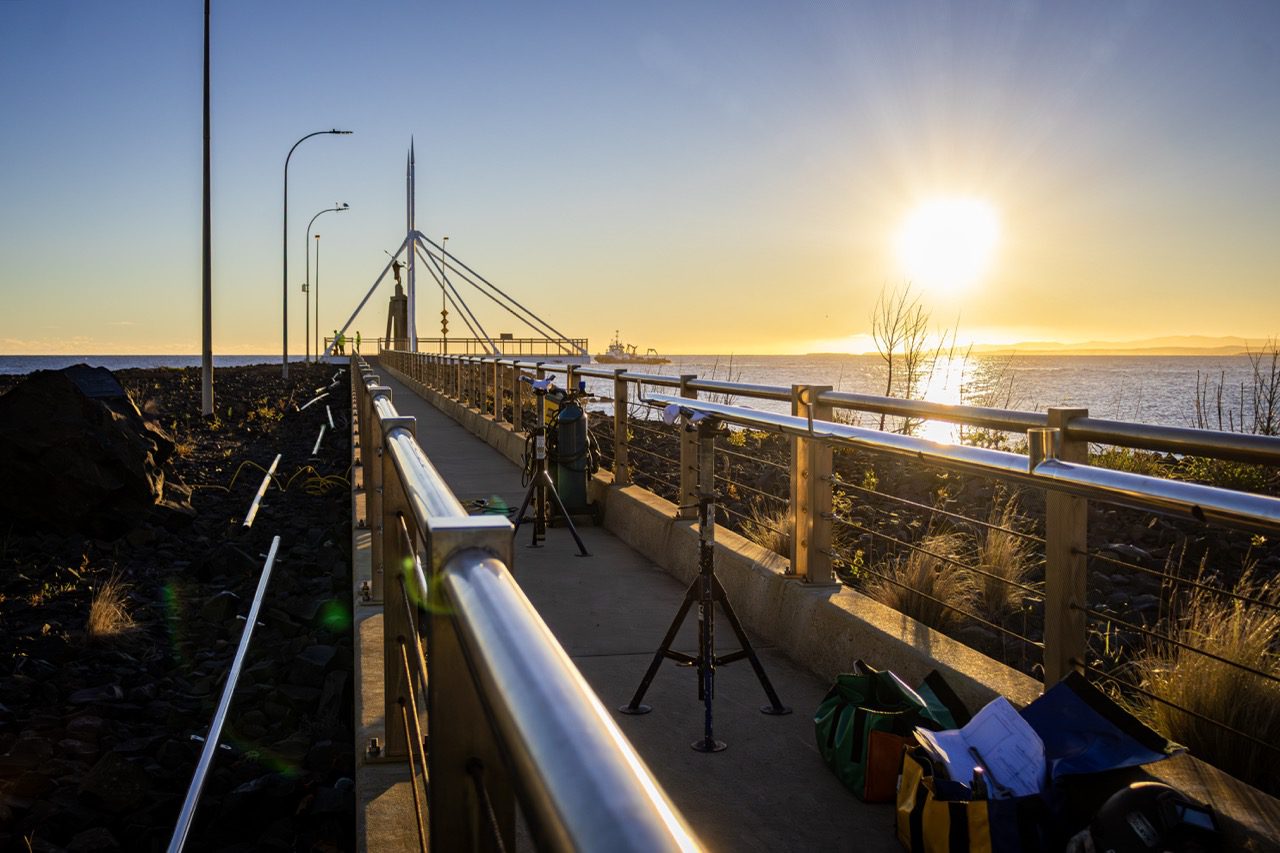 Aiken Head Install 4 copy Large Discover how Degree C transformed Devonport's Aikenhead Point with an innovative coastal lighting solution, combining integrated LED handrail lighting, custom fabrication and sustainable electrical design.