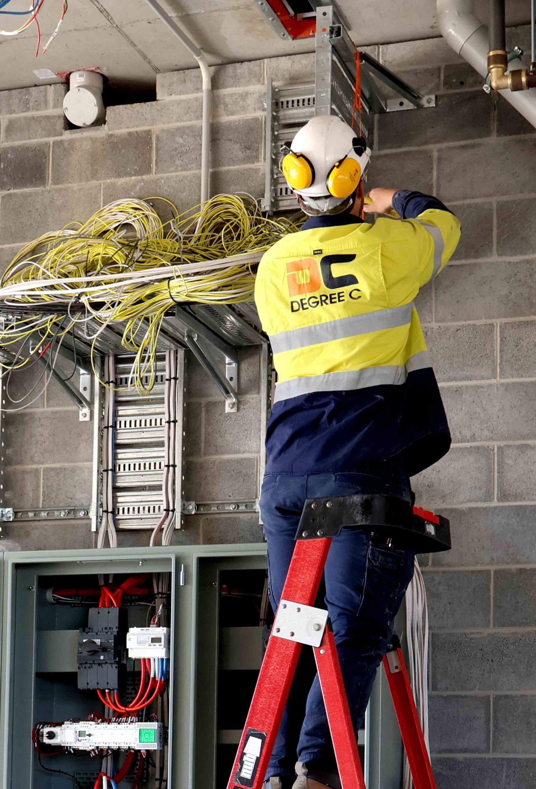 Modern commercial electrical services by Degree C, delivering industrial electrical services, commercial electricians, electrical contractors, electrical installations, industrial automation, switchboard installations, data and communications cabling, fibre optic installations, security and CCTV systems, electrical maintenance, electrical engineering, lighting control systems, hazardous area electrical works, SCADA systems, solar power installation, battery storage, and electrical design services across Tasmania. Trusted for complex commercial and industrial projects.